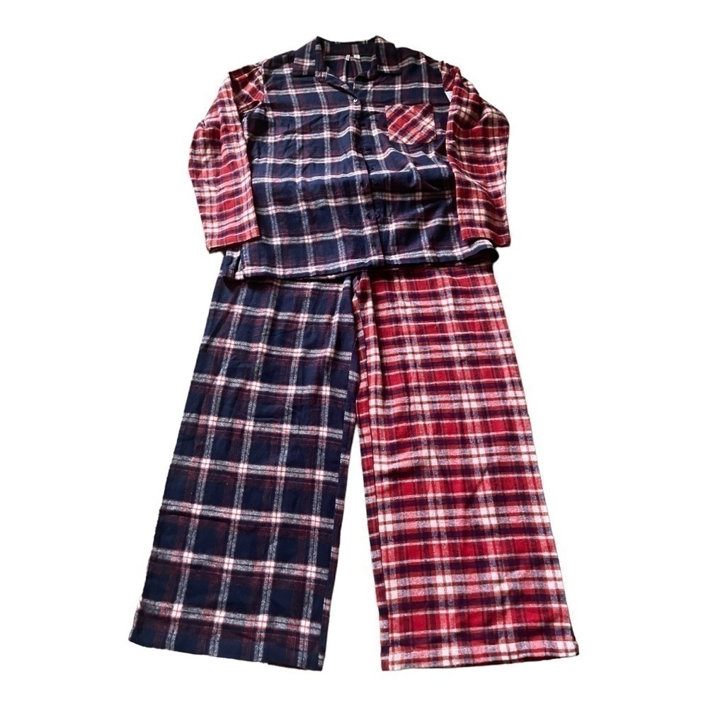 𝅺nordstrom Multi-plaid unisex adult  pajama set